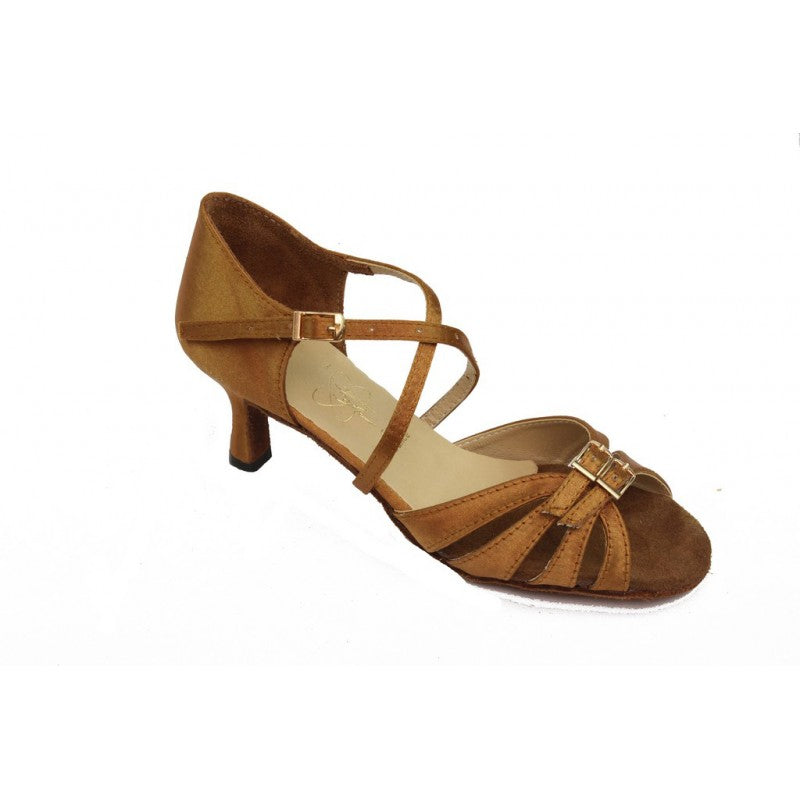 Ukraine Latin Leather Dance shoes  L-27 Tan 7cm Heel Tan