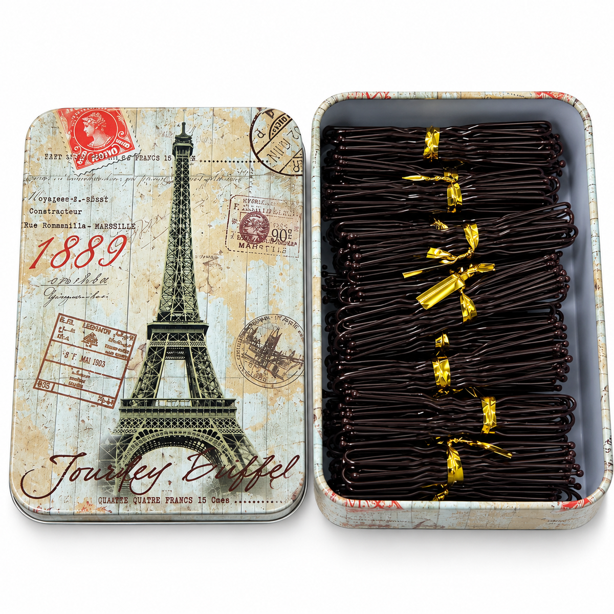 Ballet Bun Pins Brown 200 Paris Tin 4.5cm