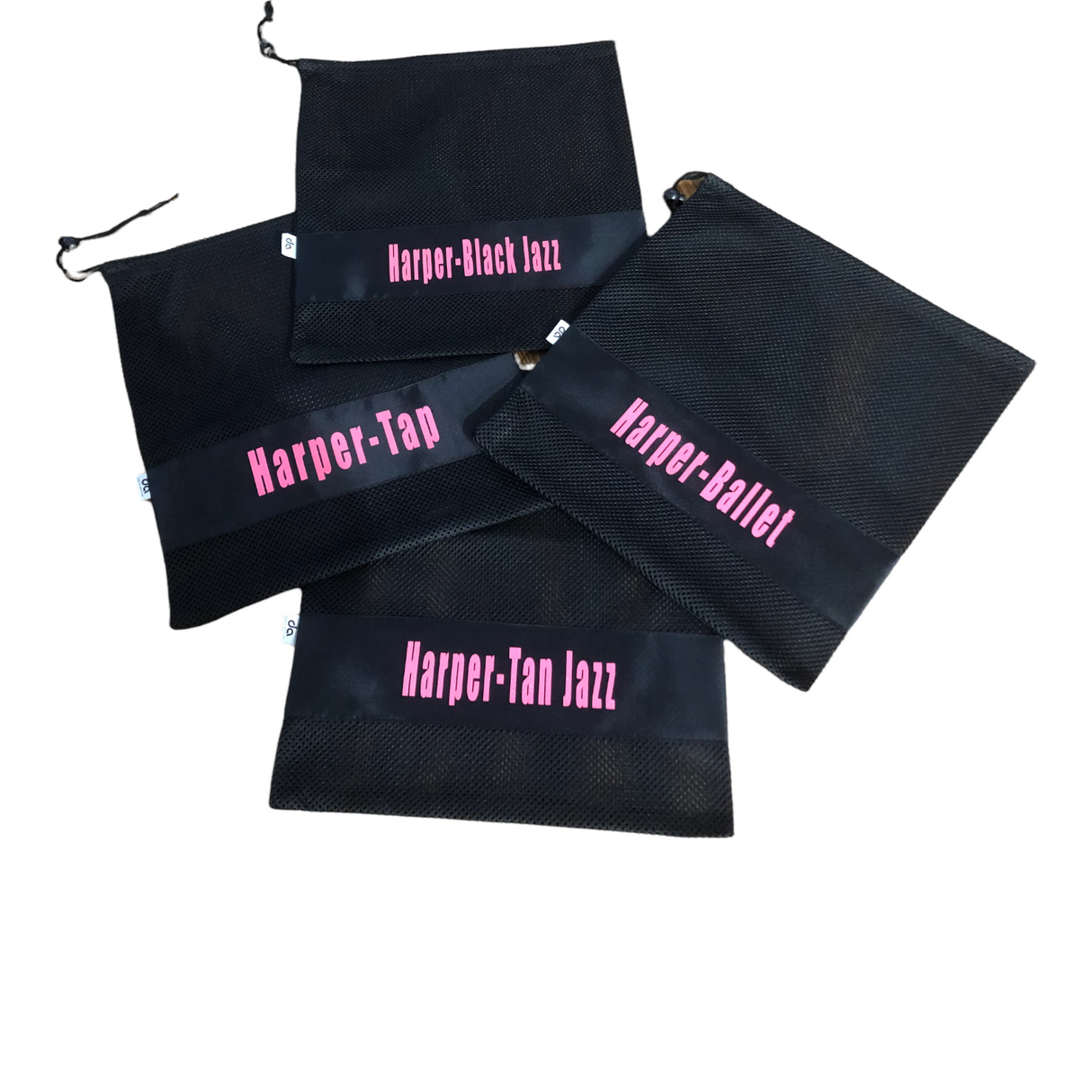 Personalised Attitude Mesh Dance Shoe Bag Black 4pack