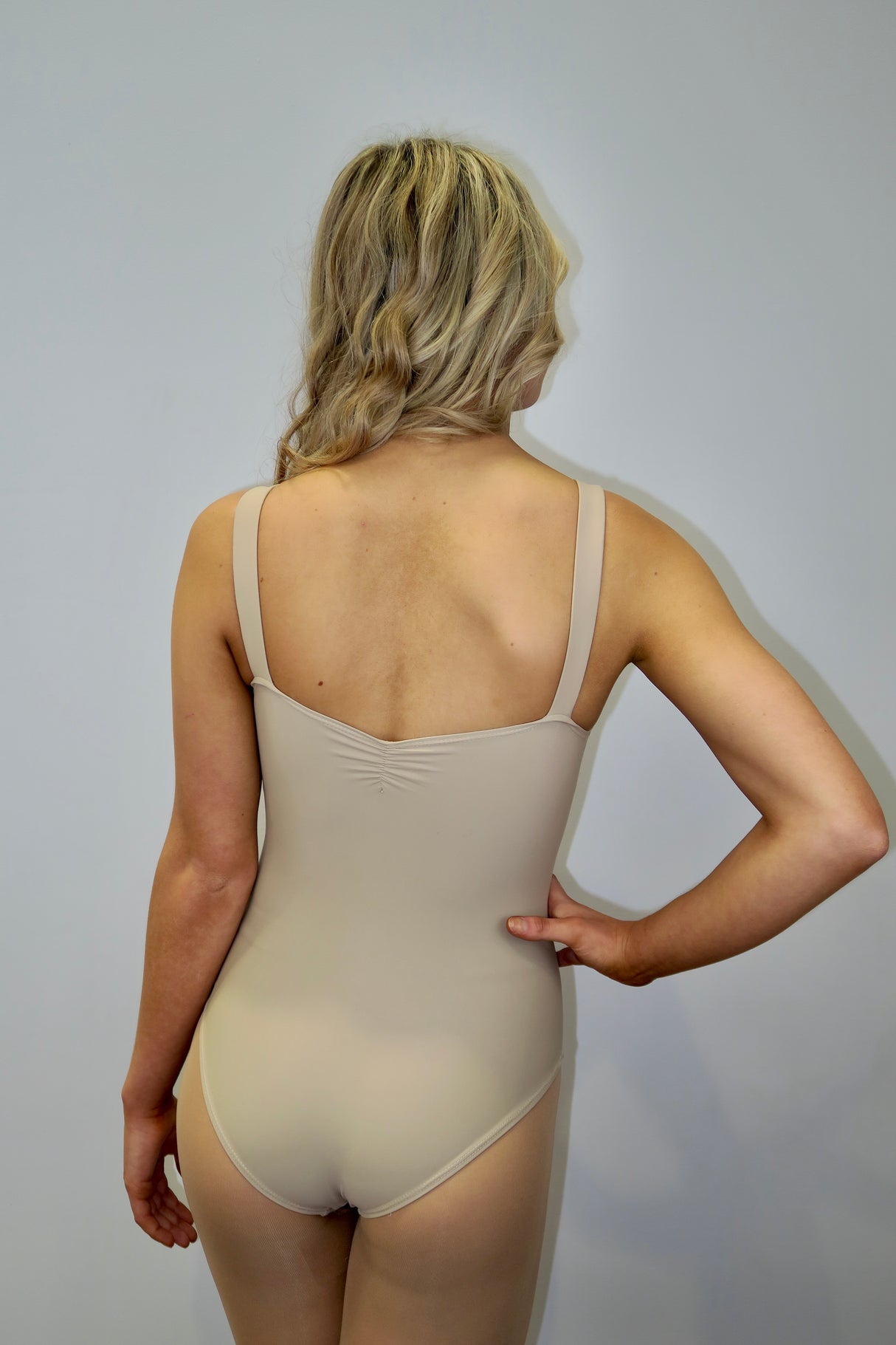 Mia Wide Strap Leotard Beige clearance