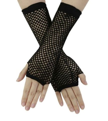 Long Fishnet Gloves Black