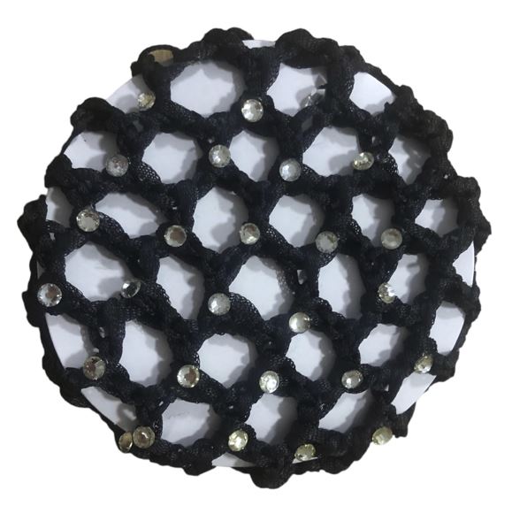 Black diamonte bun net
