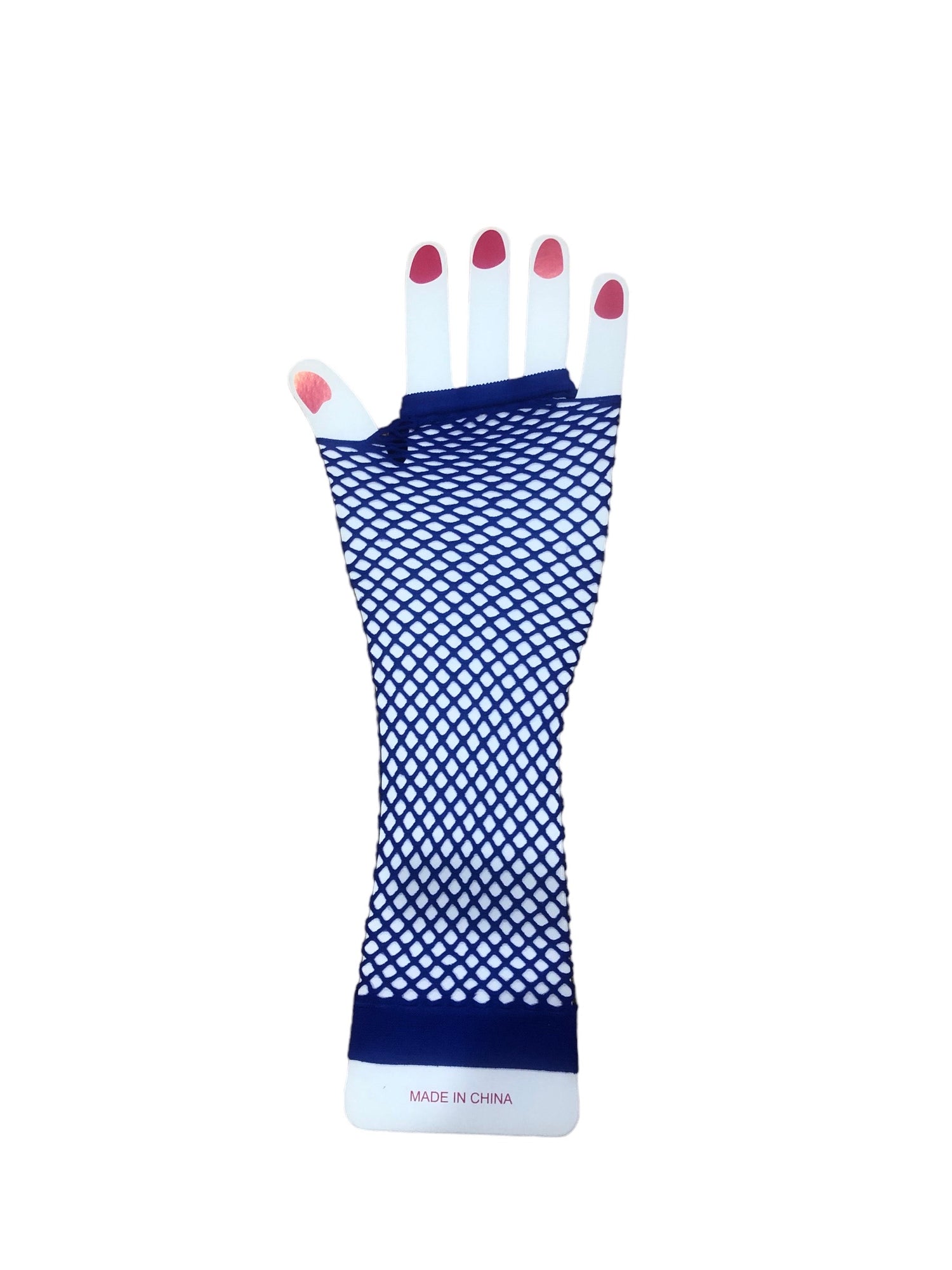 Long Fishnet Gloves Royal Blue