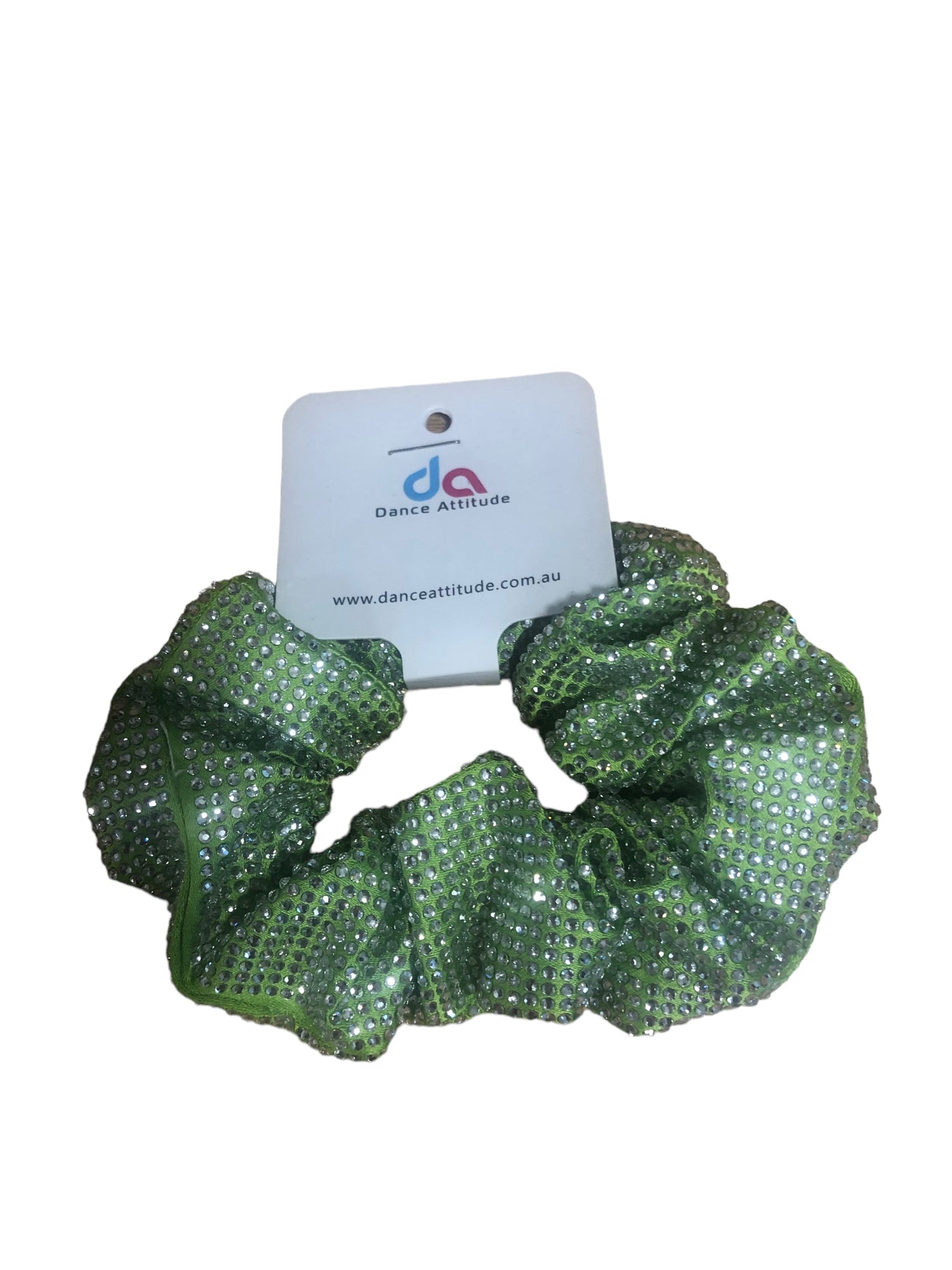 Diamonte Scrunchie Bright Green