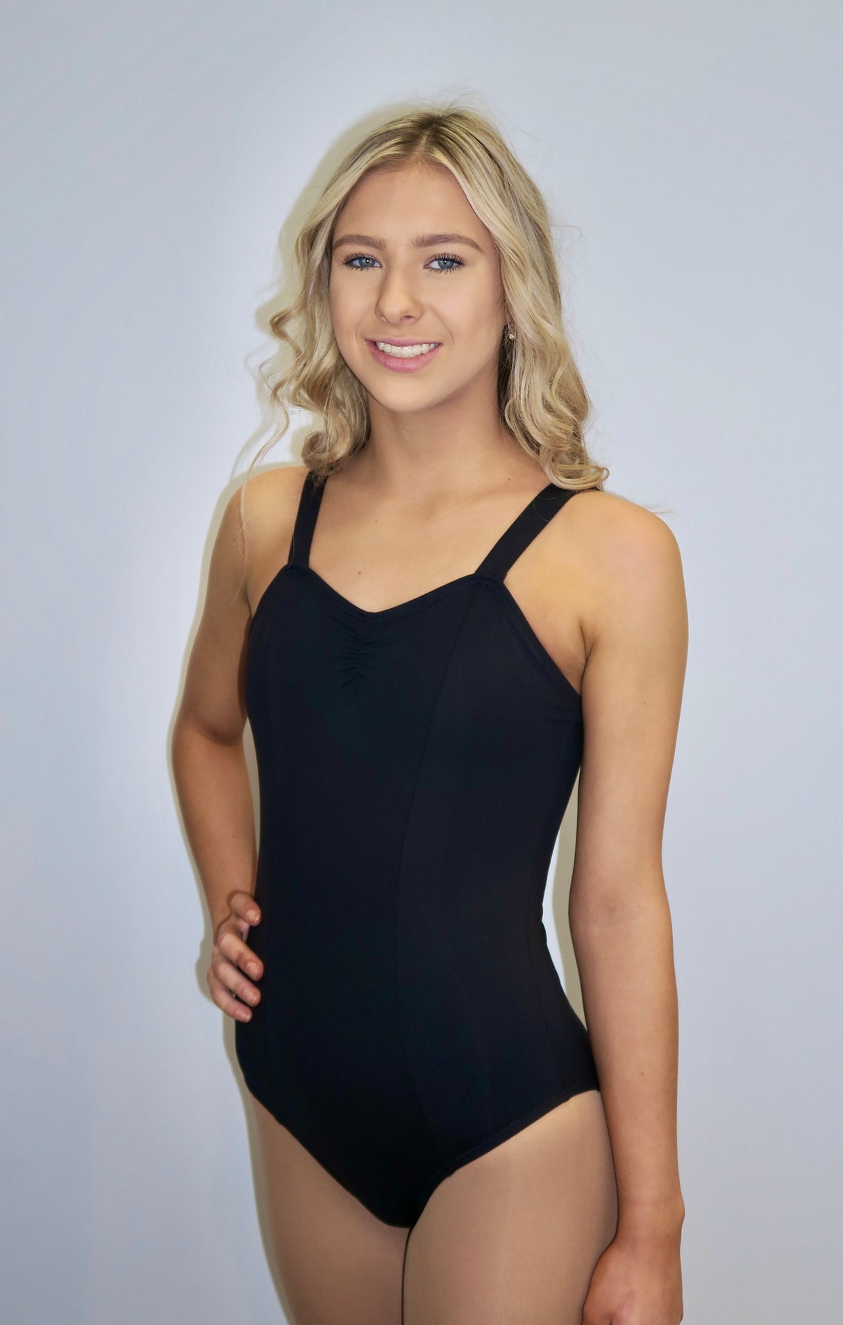 Mia Wide Strap Leotard Black