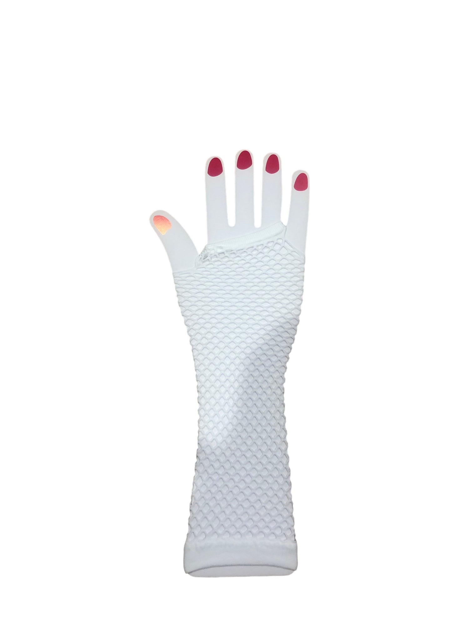 Long Fishnet Gloves White
