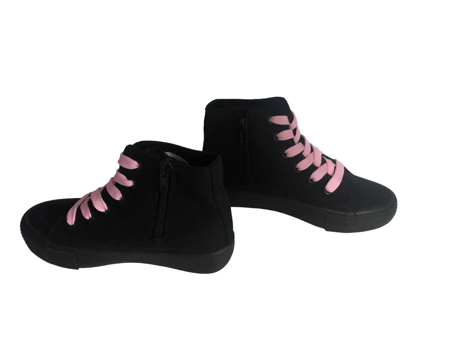 High Tops Zipper boots Black with Pink Laces