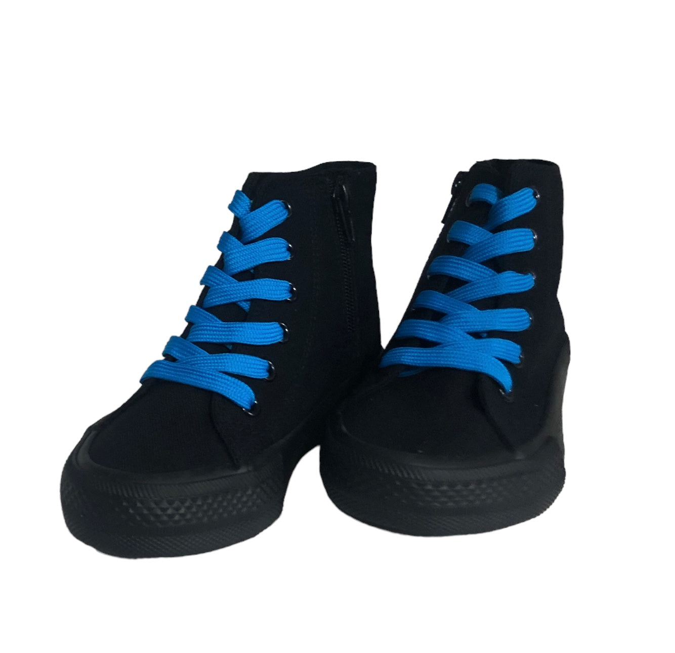 High Tops Zipper boots Black with Bright Blue Laces