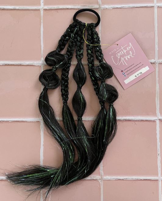 Black Shimmer Plaits and Bubbles Mini Mermaid