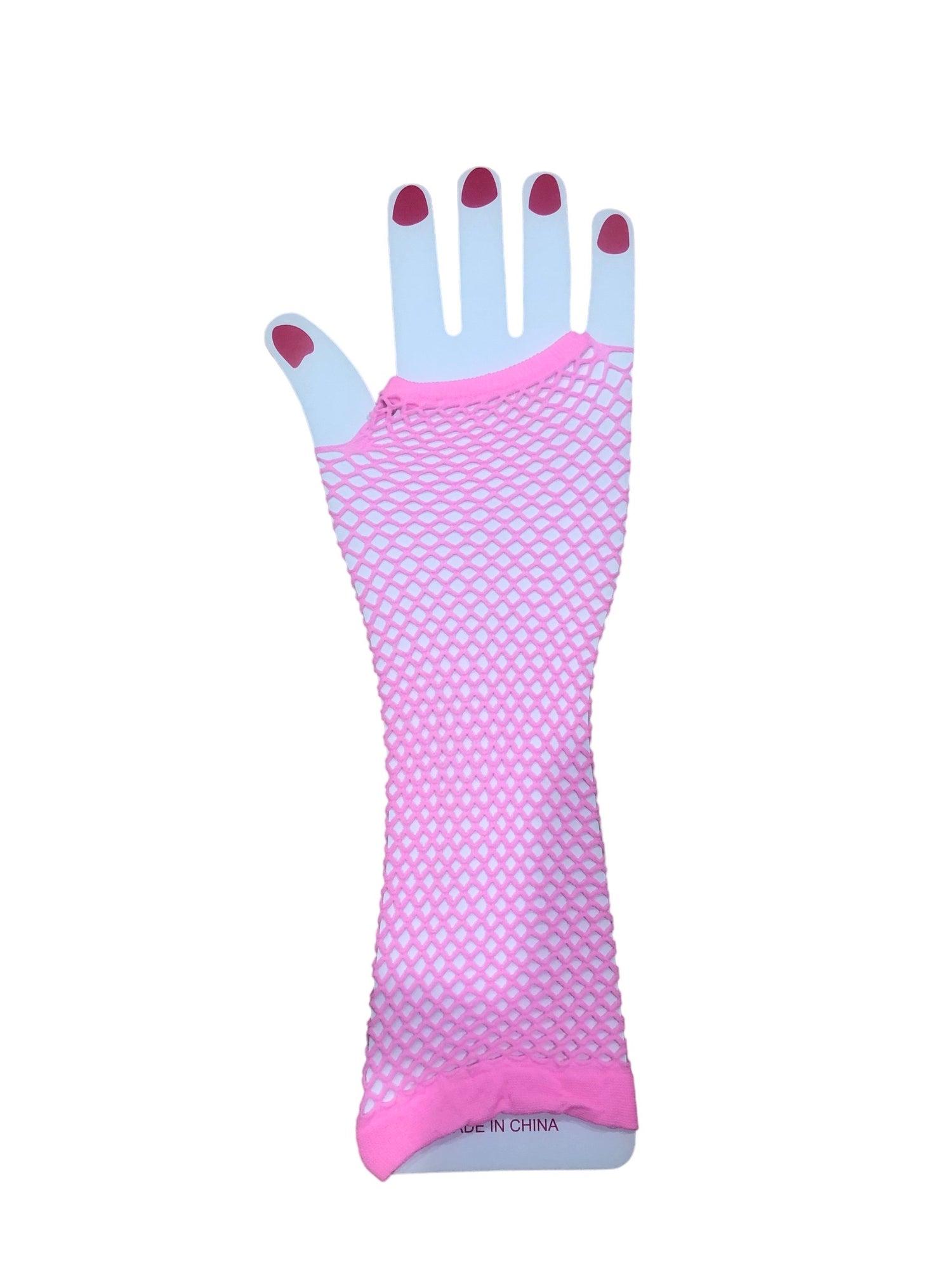 Long Fishnet Gloves Light Pink