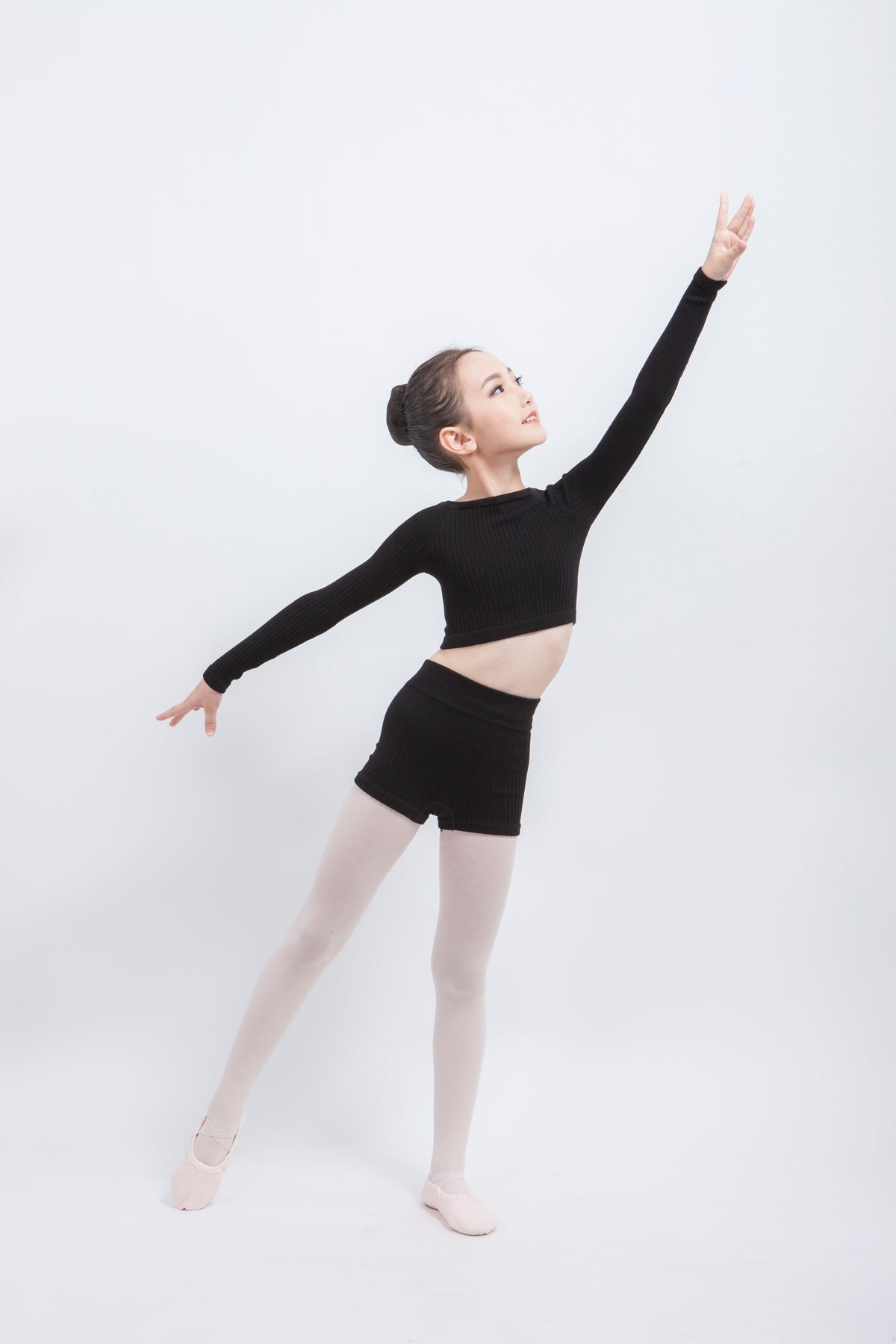 Dance Attitude Long Sleeve Crop Top And Shorts Set