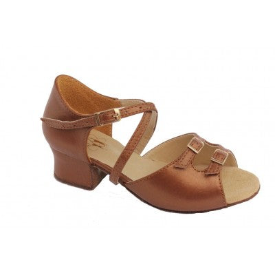 Ukraine Ballroom Dance shoes Leather Tan Satin 73110