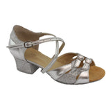 Ukraine Ballroom Dance shoes Eco leather and Brocade Silver