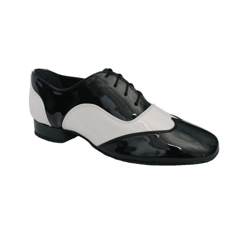 Ukraine Ballroom Shoes Mens standard patent eco Leather Balck and White VIC13