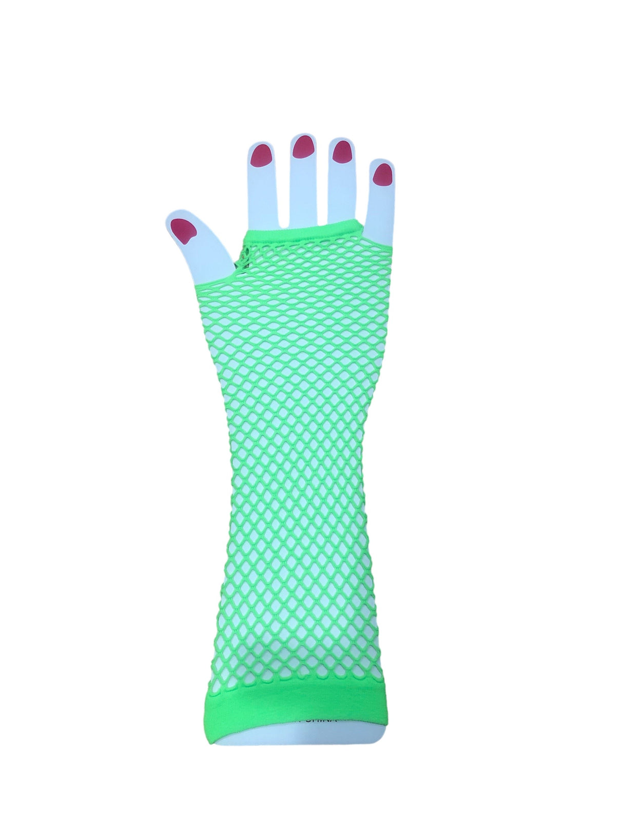 Long Fishnet Gloves Fluro Green
