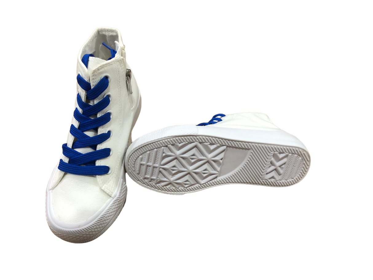 High Tops Zipper boots White with dark blue Laces