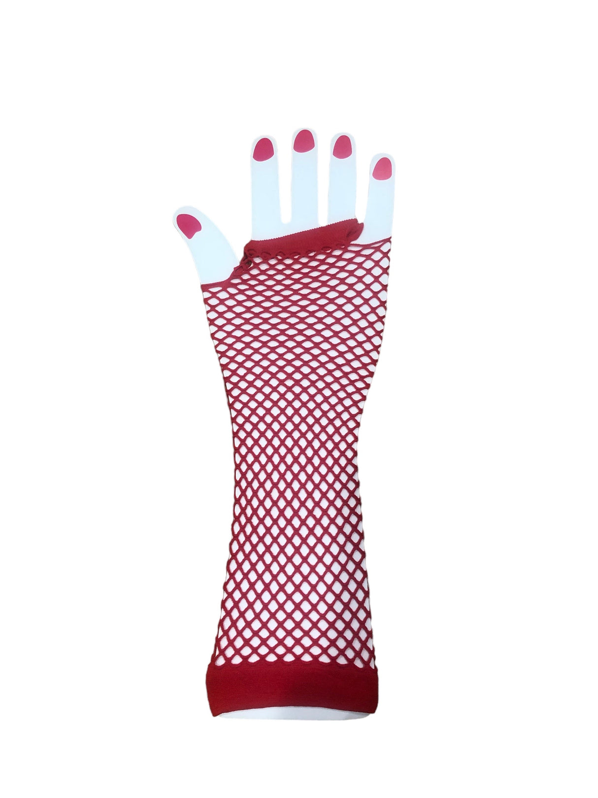 Long Fishnet Gloves Red