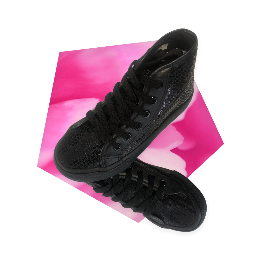 Dance Attitude High Tops Black Sequin lace up