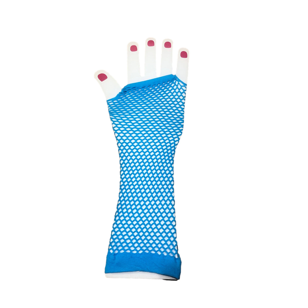 Long Fishnet Gloves Light Blue