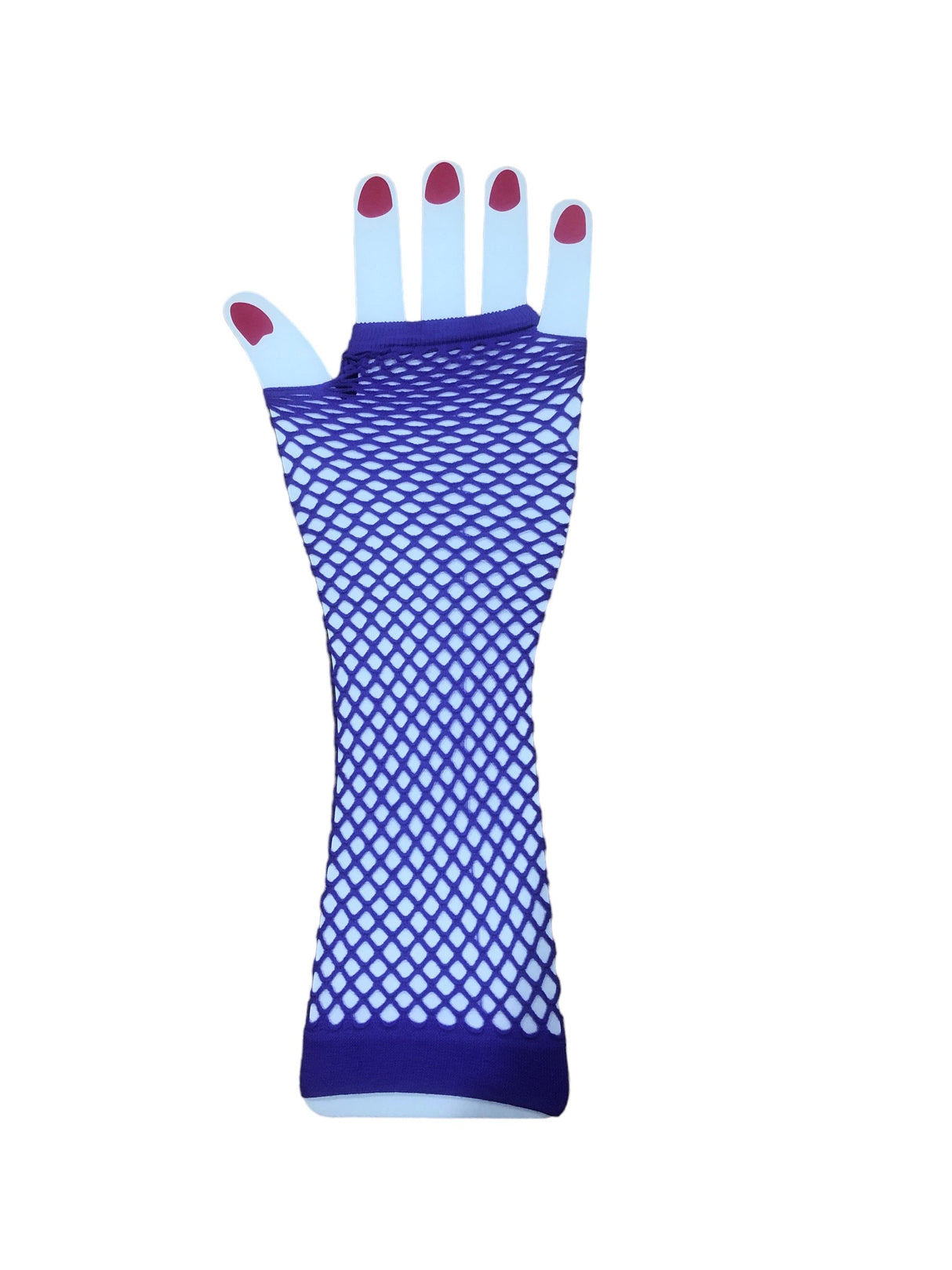Long Fishnet Gloves Purple