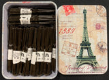 Dark Brown Ballet Bun Pins 6cm Paris tin