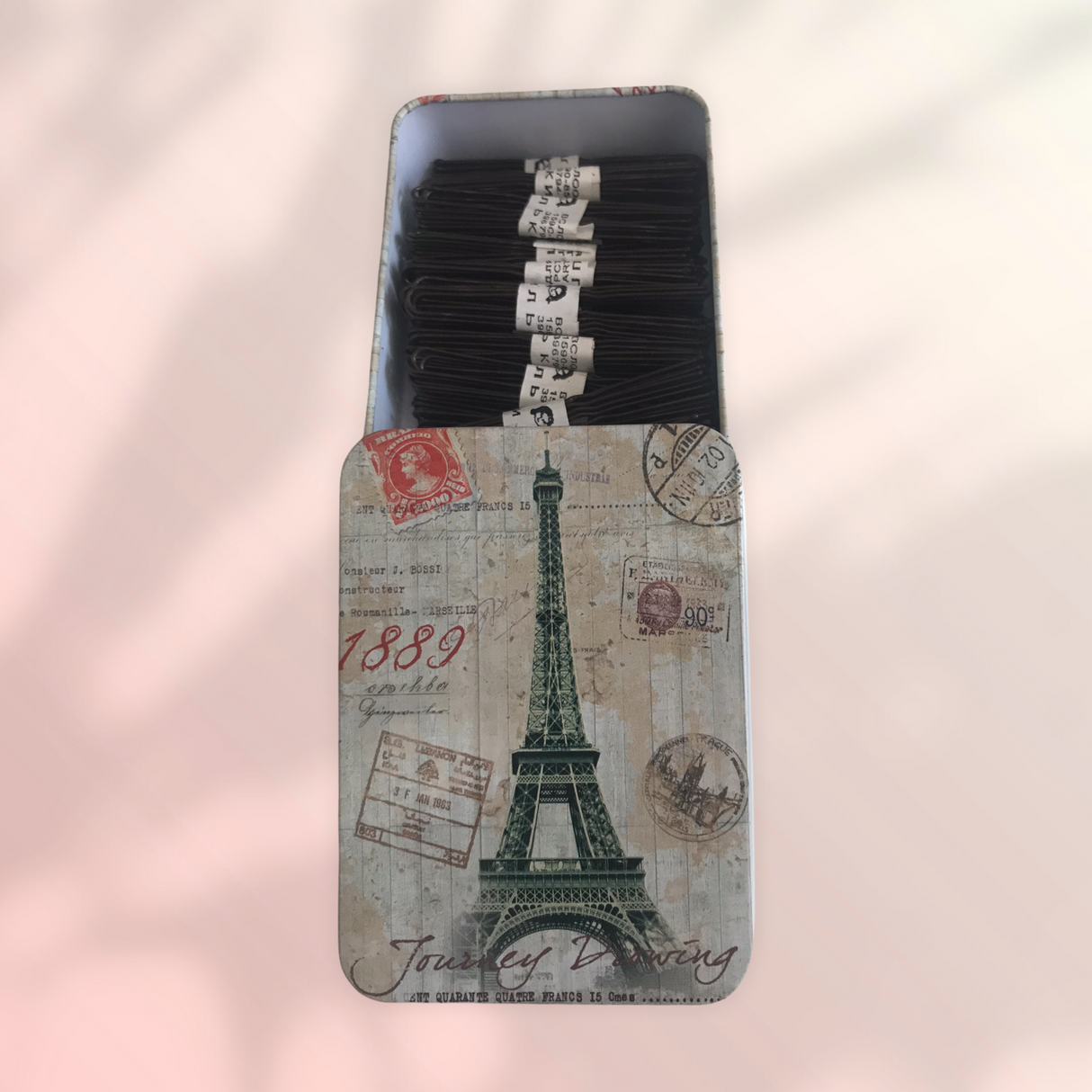 Dark Brown Ballet Bun Pins 6cm Paris tin