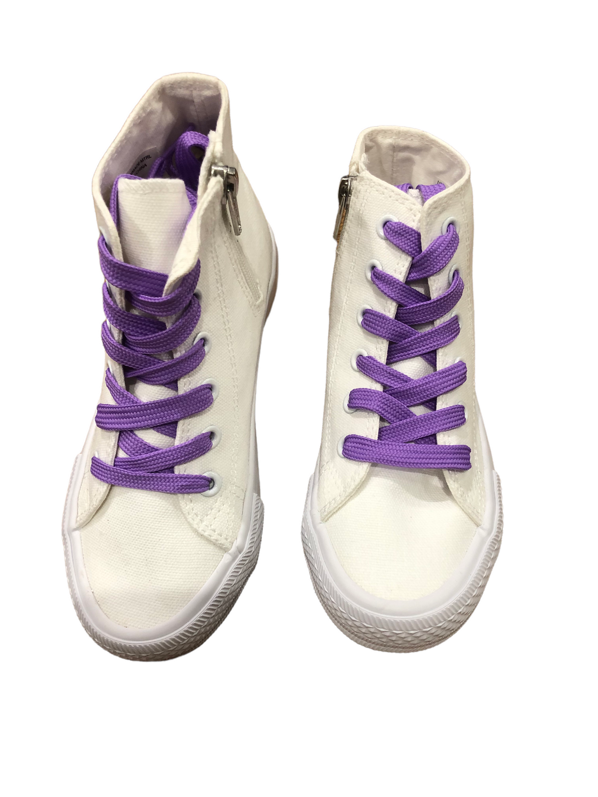 High Tops Zipper boots White with Purple Yellow Laces