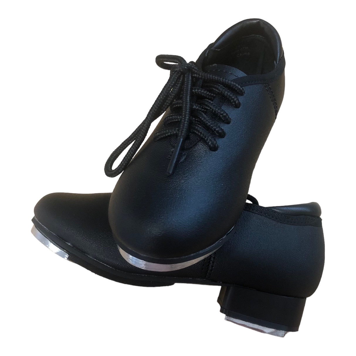 Little Tappers Black Lace up Pro Oxford Lace up taps- Hard sole