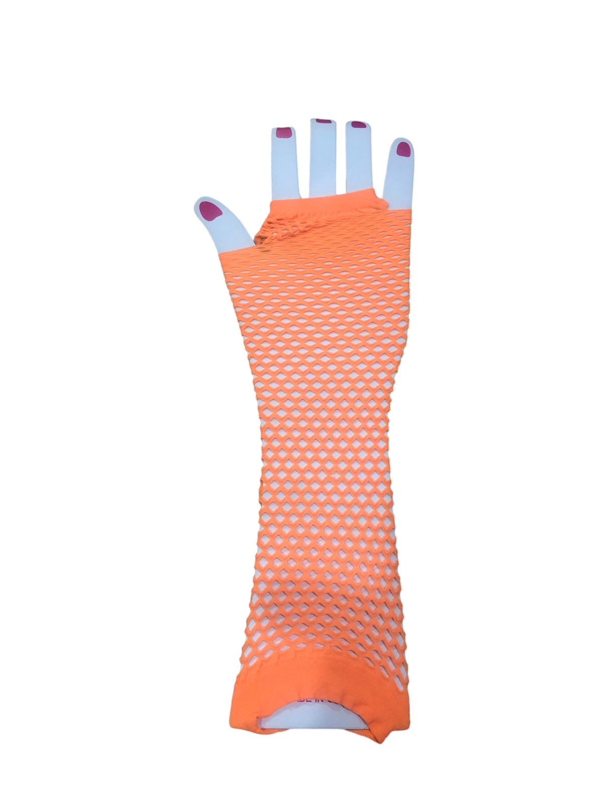 Long Fishnet Gloves Orange