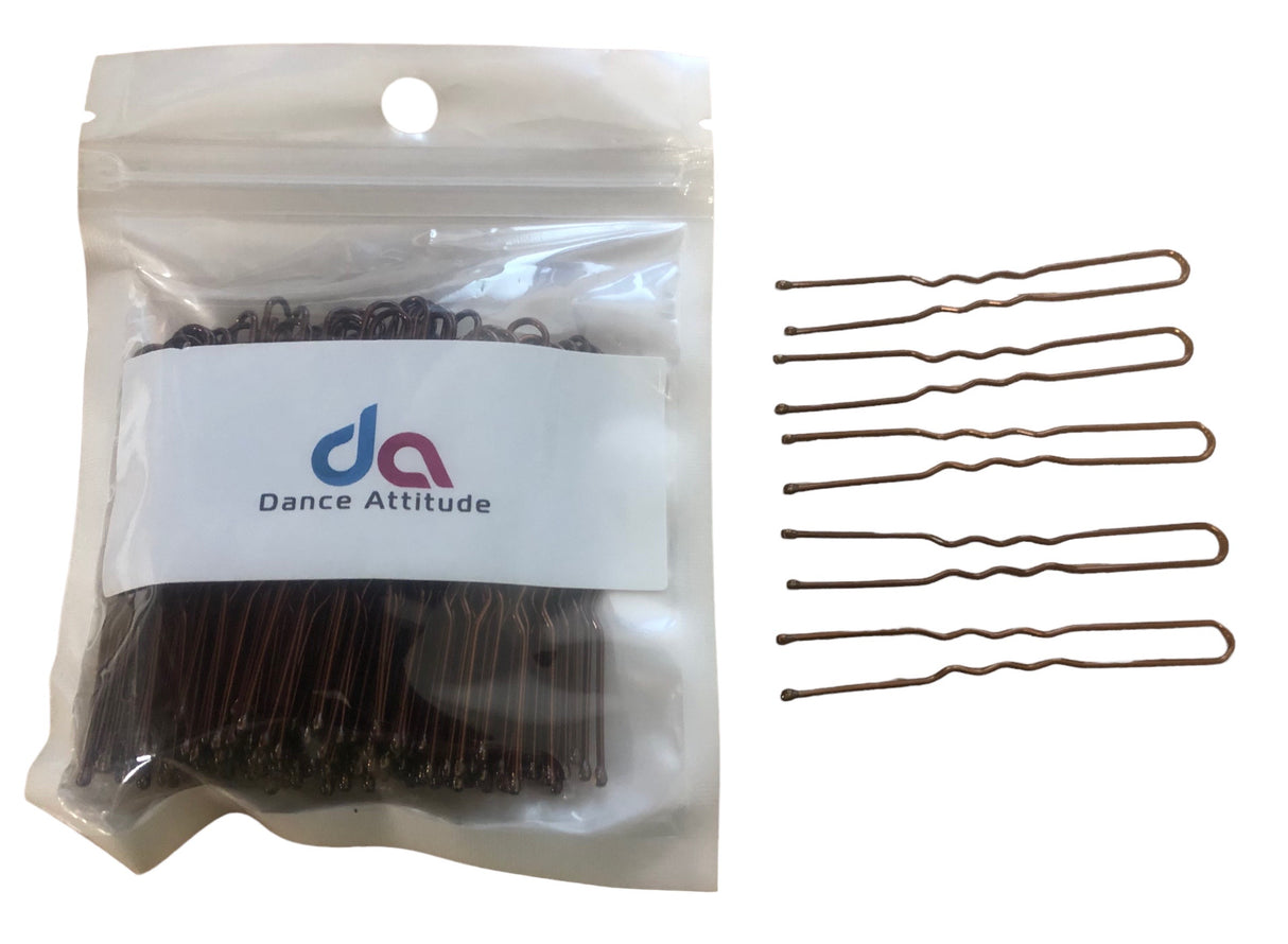 DANCE ATTITUDE Ripple Bun Pins Brown 100PK 6cm 100gm