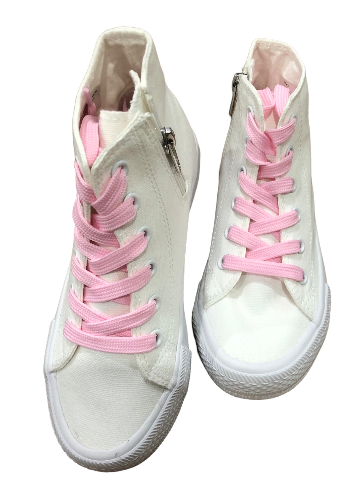 High Tops Zipper boots White with pale Pink Laces