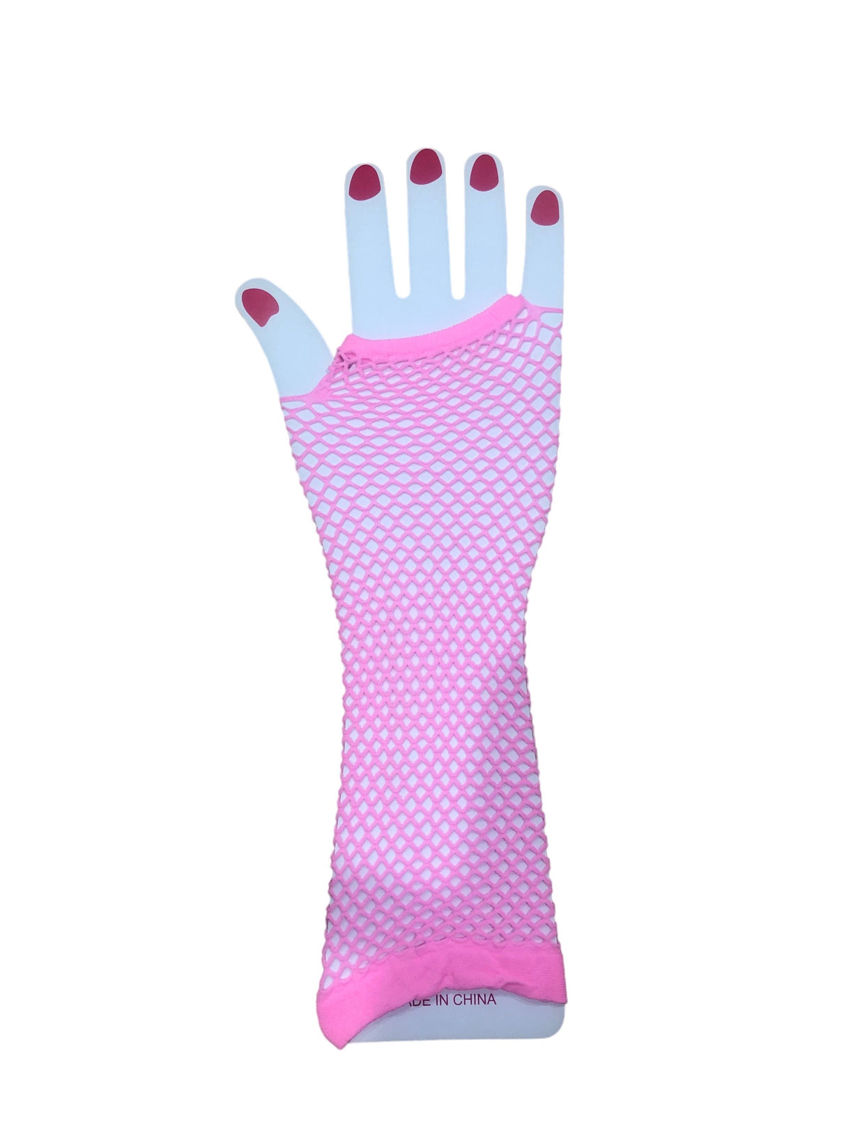 Long Fishnet Gloves Light Pink